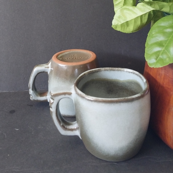 Pair Frankoma 5C Plainsman Coffee / Tea Cups in Woodland Moss - Picture 9 of 12